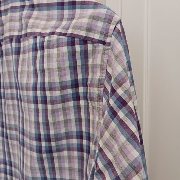 Mens Michael Kors Button Down Shirt Cotton Plaid - Picture 10 of 14